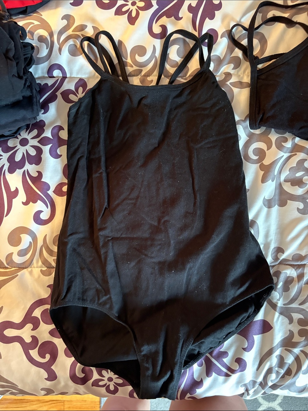 Women's Black Strappy Dance Leotard